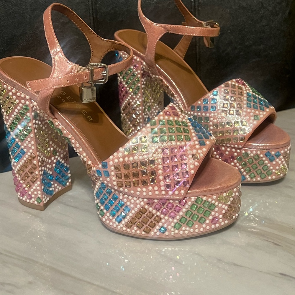 Kurt Geiger Pink Multicolor Platform Heels